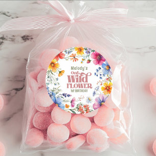 Sticker Rond Fleur sauvage Wild One 1er anniversaire