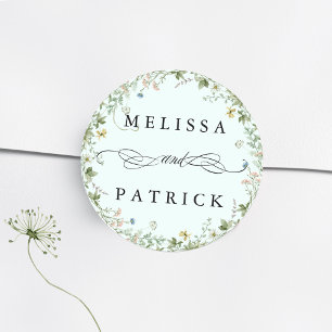 Sticker Rond Fleur sauvage Wreath Elegant Wedding Mint