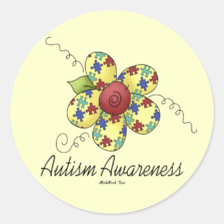 Sticker Rond Fleur sensibilisation sur l'autisme