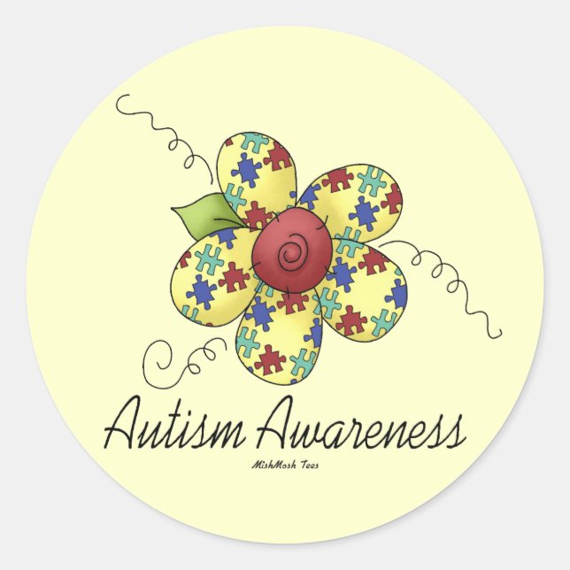 Sticker Rond Fleur sensibilisation sur l'autisme (Devant)