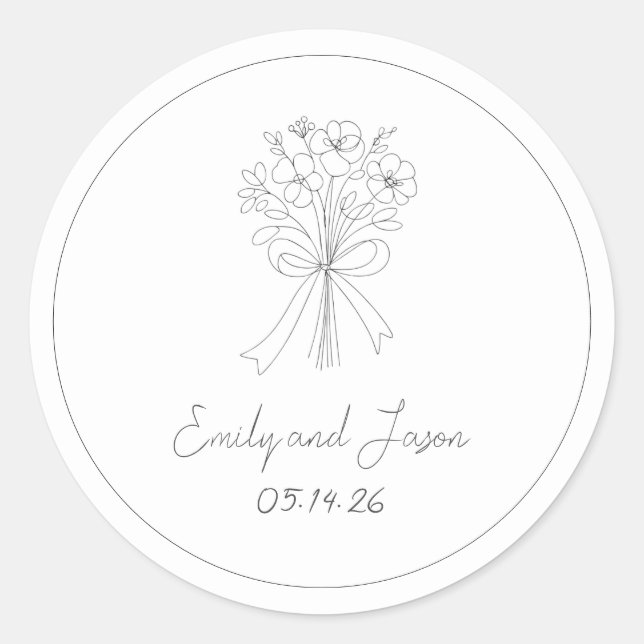 Sticker Rond Fleur simple à main et Mariage de fond (Devant)