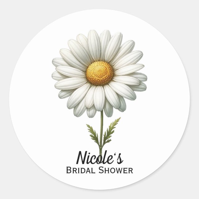 Sticker Rond Fleur simple marguerite blanche (Devant)