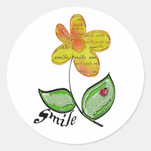 Sticker Rond fleur sourire