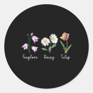 Sticker Rond Fleur subtile de digitale et de tulipe anti-Trump