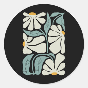 Sticker Rond Fleur subtile Trump Floral Boho esthétique