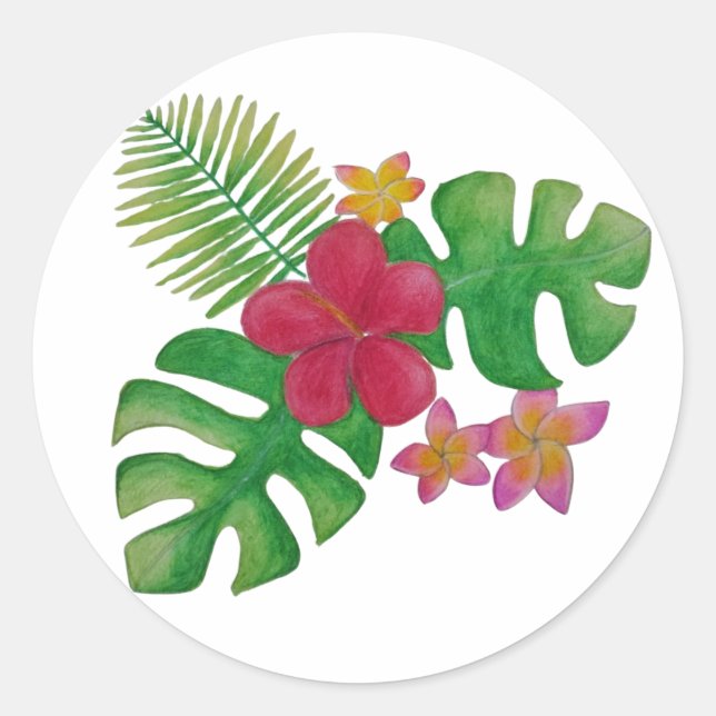 Sticker Rond Fleur tropicale (Devant)