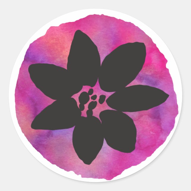Sticker Rond Fleur tropicale violette (Devant)
