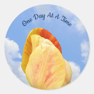 Sticker Rond Fleur Tulipe Un Jour À La Fois Inspirante
