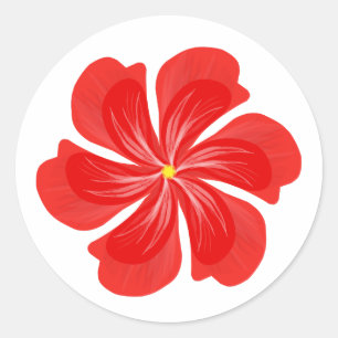 Sticker Rond Fleur Vibrante à Pétales Rouges - Art Floral Minim