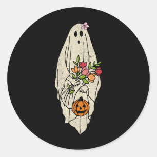 Sticker Rond Fleur vintage Fleur Fleur Fantôme mignonne Drôle H