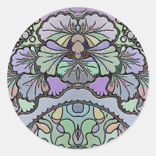 Sticker Rond Fleur vintage violet pansement mosaïque élégante