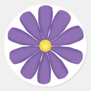 Sticker Rond Fleur violette avec centre jaune