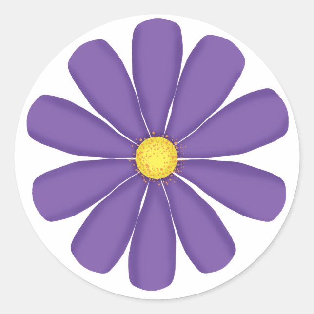 Sticker Rond Fleur violette avec centre jaune (Devant)