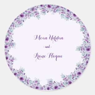 Sticker Rond Fleur violette élégante