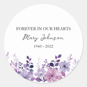 Sticker Rond Fleur Violette Mémorial Funéraire