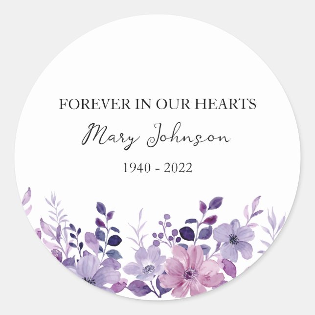 Sticker Rond Fleur Violette Mémorial Funéraire (Devant)