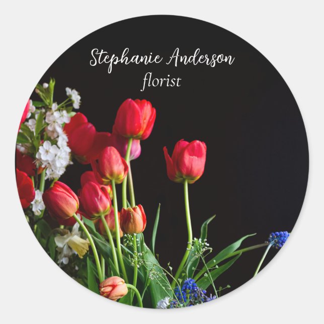 Sticker Rond Fleuriste Élégant (Devant)