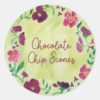 Sticker Rond Fleurs à l'aquarelle