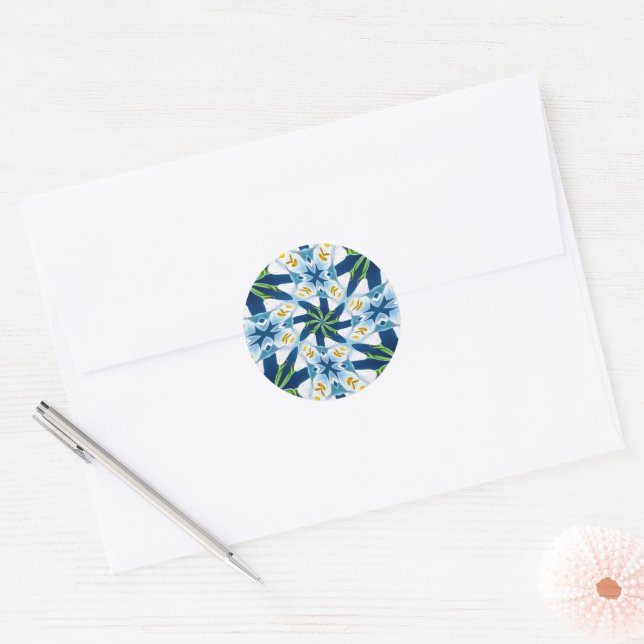 Sticker Rond Fleurs Abstraites (Enveloppe)