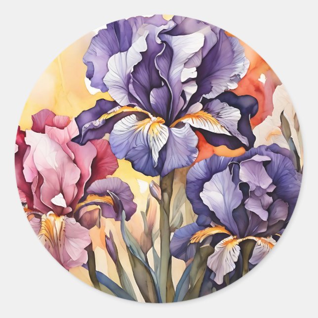Sticker Rond Fleurs Abstraites Iris (Devant)