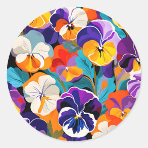 Sticker Rond Fleurs Abstraites modernes