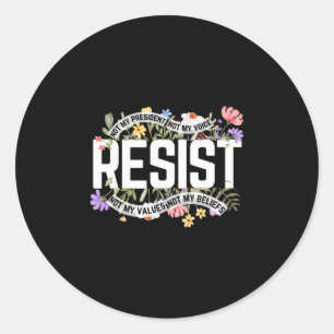 Sticker Rond Fleurs anti-Trump Résister Pas mon président - Noi