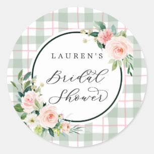 Sticker Rond Fleurs aquarelle Baby shower mariage plaid paste