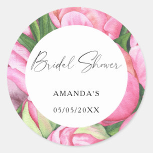 Sticker Rond Fleurs aquarelle - douche de mariage
