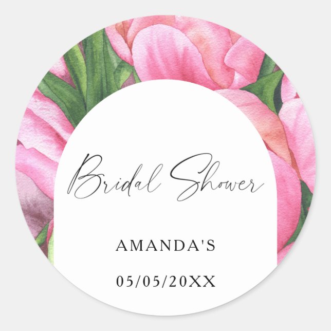 Sticker Rond Fleurs aquarelle - douche de mariée (Devant)