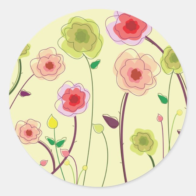 Sticker Rond Fleurs aquarelles (Devant)