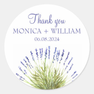 Sticker Rond Fleurs aquarelles lavande herbes rustique violet c
