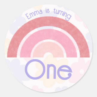 Sticker Rond Fleurs Arc-en-ciel Anniversaire