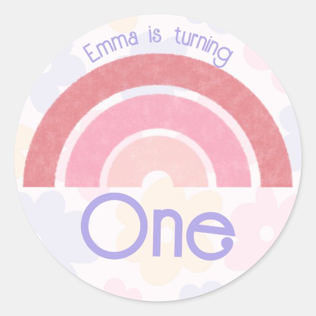 Sticker Rond Fleurs Arc-en-ciel Anniversaire (Devant)