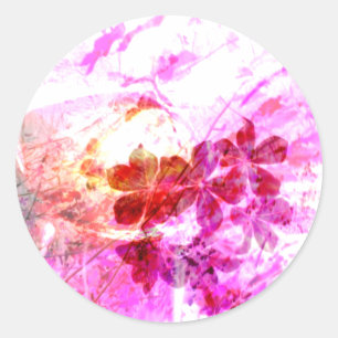 Sticker Rond Fleurs automnales Roses Grunge