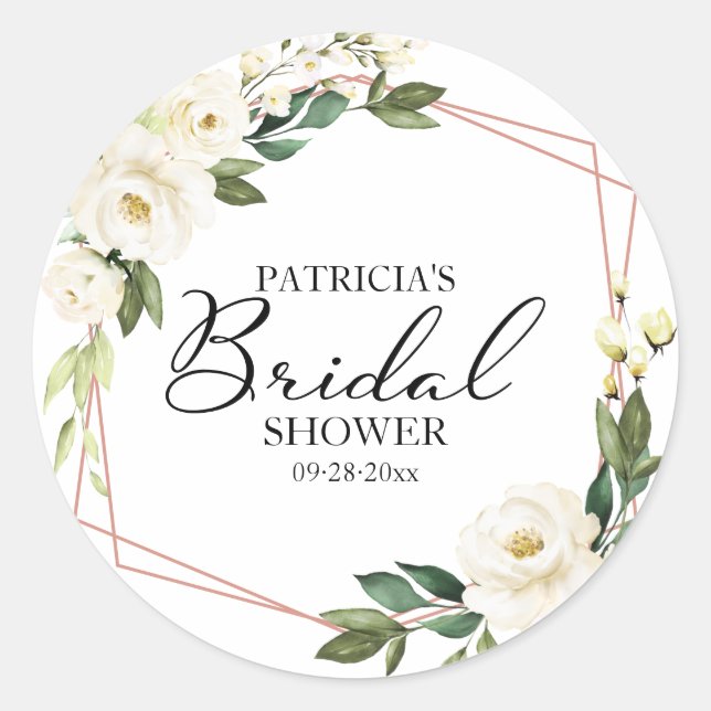 Sticker Rond Fleurs Blanches De Verdure Géométrique Cl Bridal S (Devant)