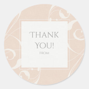 Sticker Rond Fleurs blanches et pêche crèmes en spirale Mariage