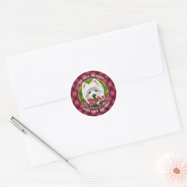 Sticker Rond Fleurs blanches et roses (Enveloppe)