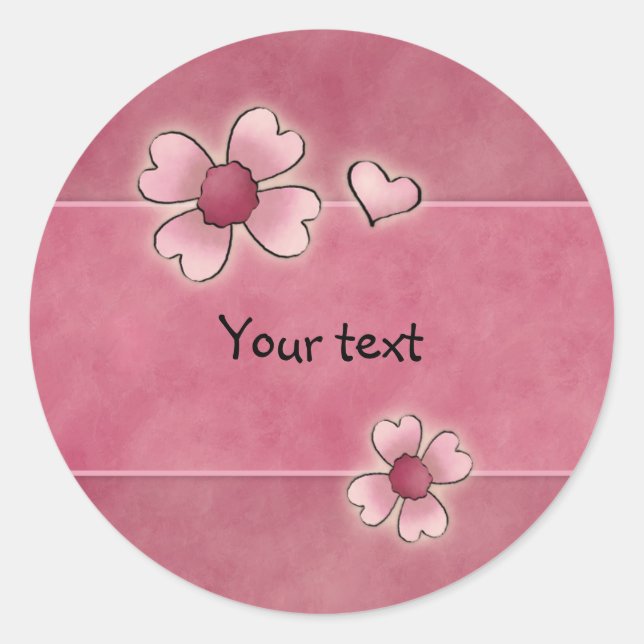 Sticker Rond Fleurs blanches roses (Devant)