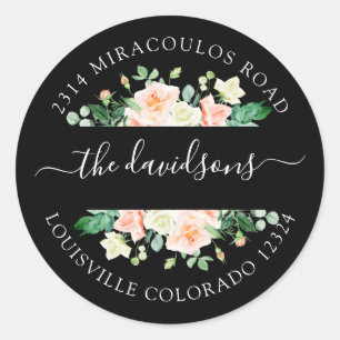 Sticker Rond Fleurs blanches rousses Retourner l'adresse Envelo
