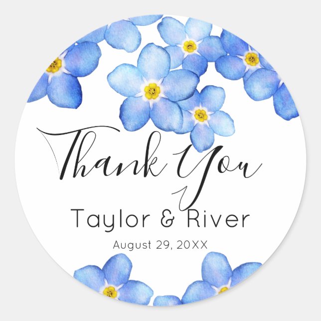 Sticker Rond Fleurs bleues de campagne Forget-Me-Nots (Devant)