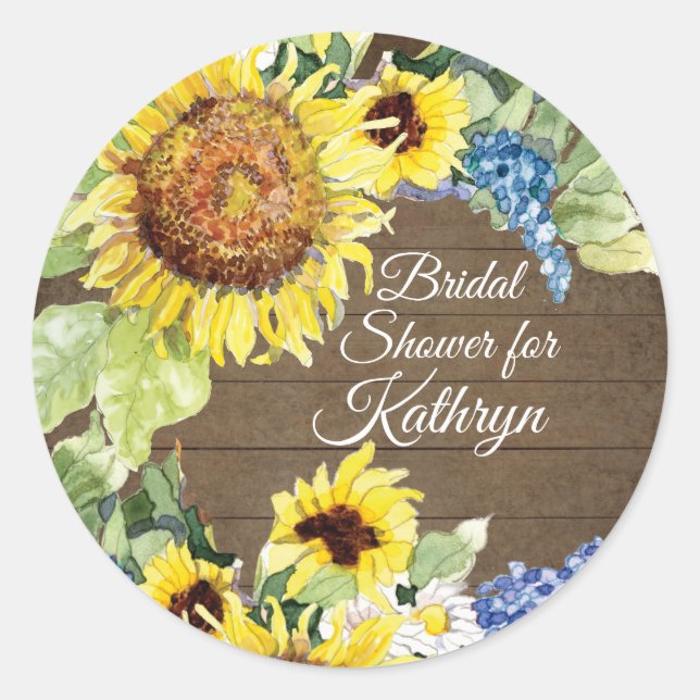 Sticker Rond Fleurs bleues de tournesol jaune dans Fête des mar (Devant)