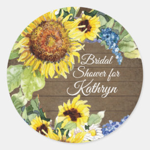 Sticker Rond Fleurs bleues de tournesol jaune dans Fête des mar