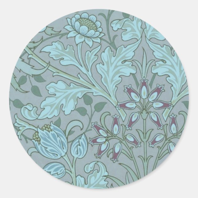 Sticker Rond Fleurs Bleues Pastel (Devant)