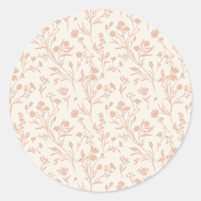Sticker Rond Fleurs bruissantes Chaud Abricot - Neutre (Devant)