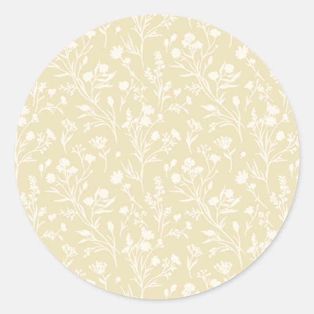 Sticker Rond Fleurs bruissantes Neutre - Blé doré (Devant)
