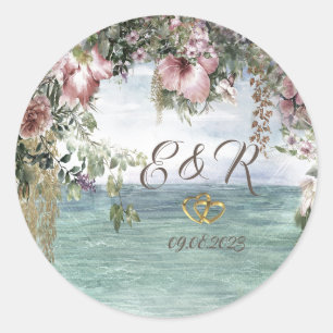 Sticker Rond Fleurs Chic Océan
