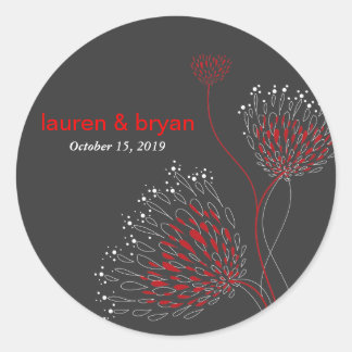 Sticker Rond Fleurs Chrysanthemum Floral Soirée de mariage élég