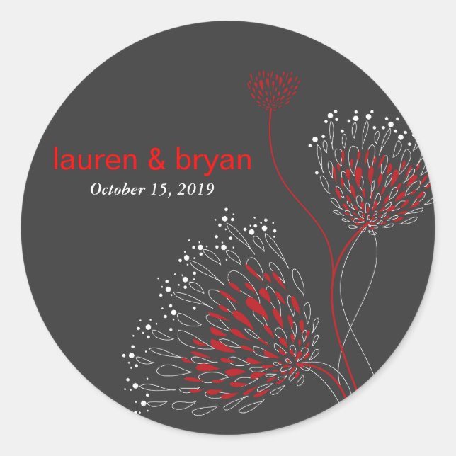 Sticker Rond Fleurs Chrysanthemum Floral Soirée de mariage élég (Devant)