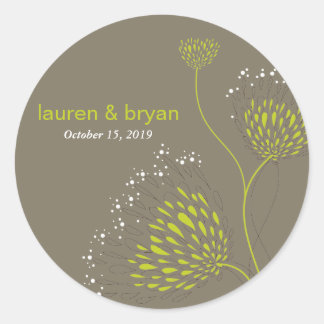 Sticker Rond Fleurs Chrysanthemum Floral Soirée de mariage élég