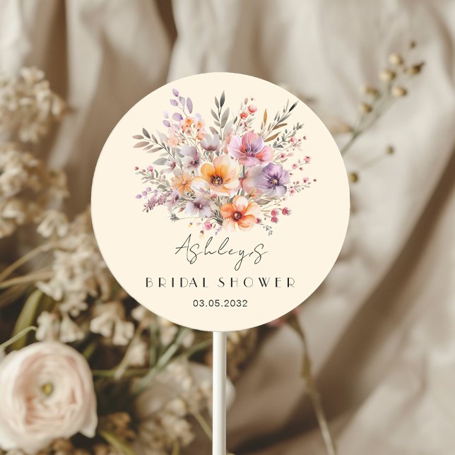 Sticker Rond Fleurs Colorées, Bouquet Mariage  (Créateur téléchargé)